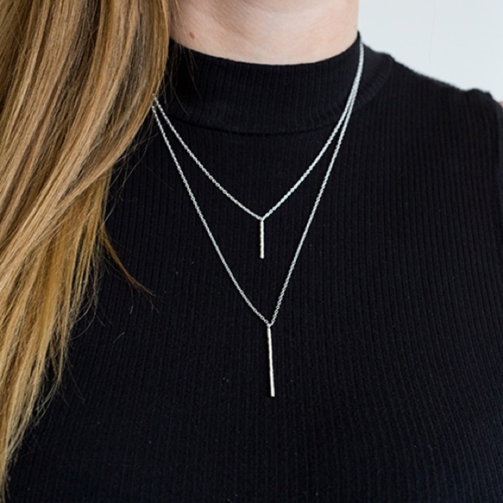 Gorjana ‘Kiernan’ Double Pendant Silver Necklace